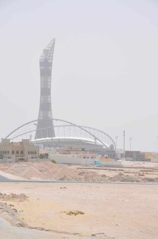 Udsigt mod Khalifa Stadium fra toppen af vores hus